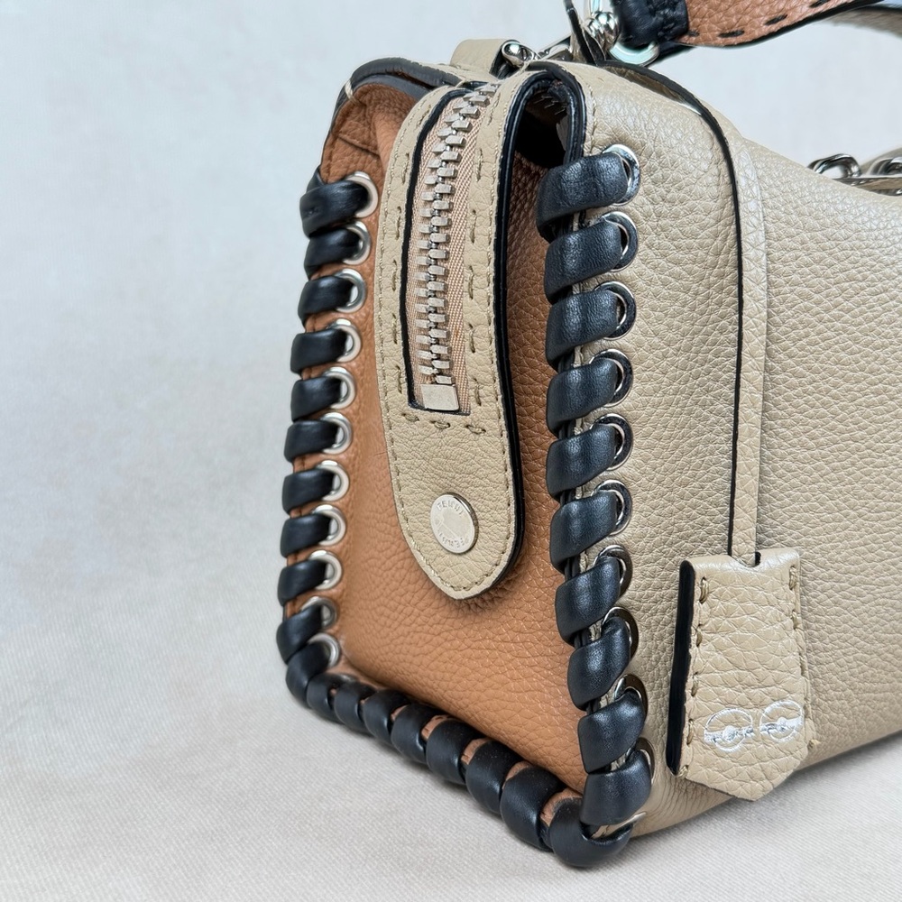 Fendi Selleria Leather Top Handle Crossbody Bag Reversible Wide Strap - Picture 12 of 17